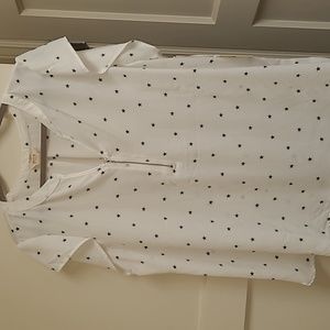Perch flowy white blouse with black stars size 3x NWT